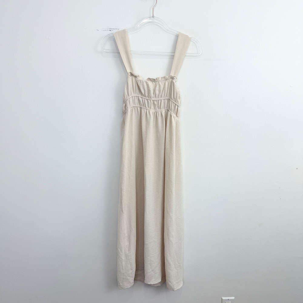 The Frolic Cream Ruched Tie Front Maxi Dress US 2 Side Slit - Picture 8 of 8